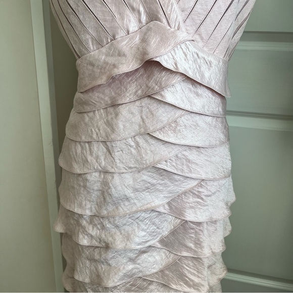 Adrianna Papell V-Neck Tiered Sleeveless Cocktail Dress Pink Sz 14 - Picture 4 of 16